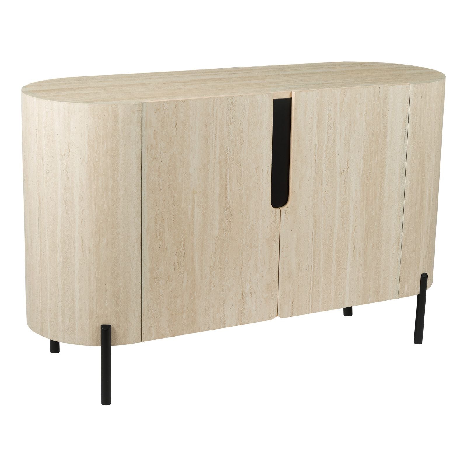 Ioana Small/ Large Cabinet- Travertine Effect and Matt Black