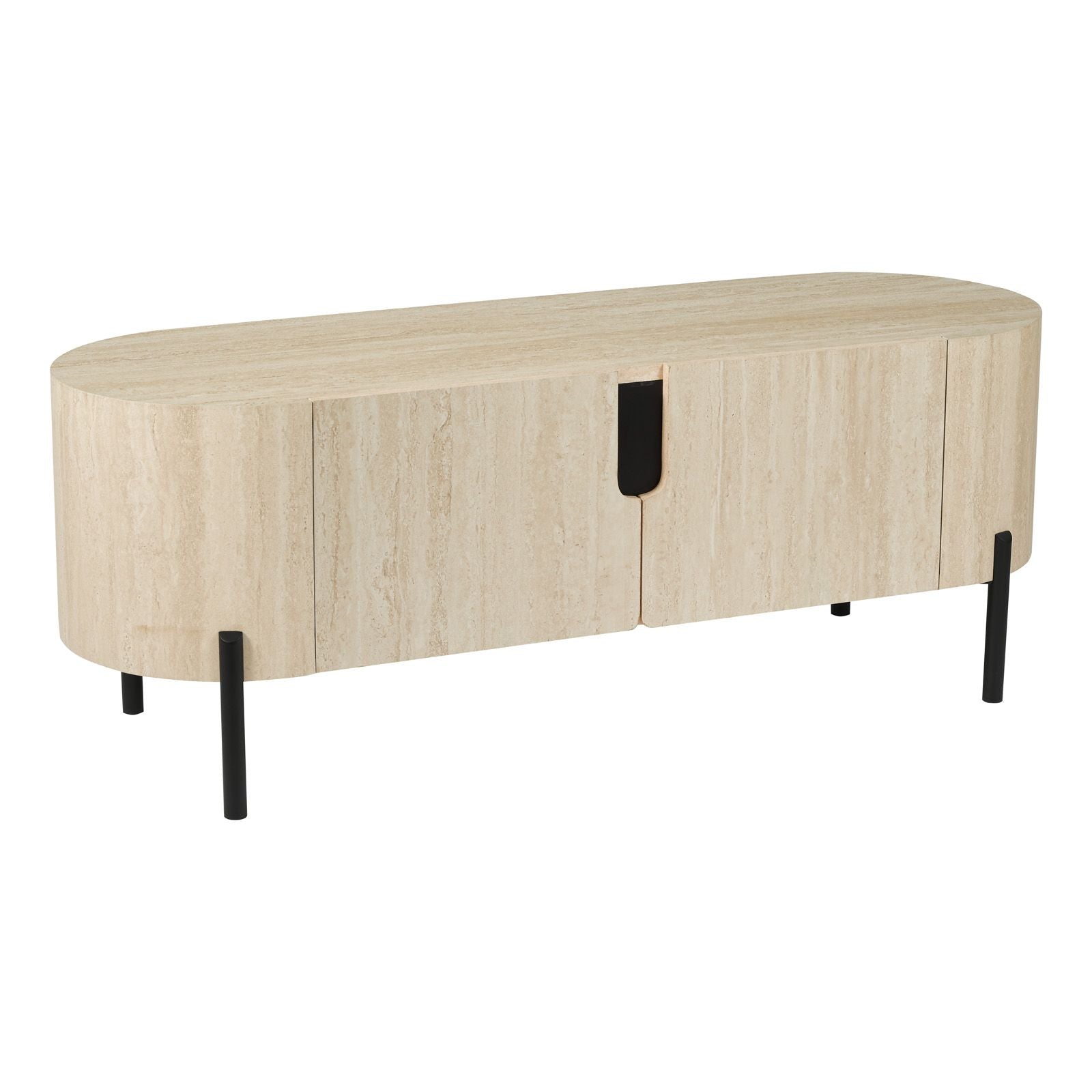 Ioana Small/ Large Cabinet- Travertine Effect and Matt Black