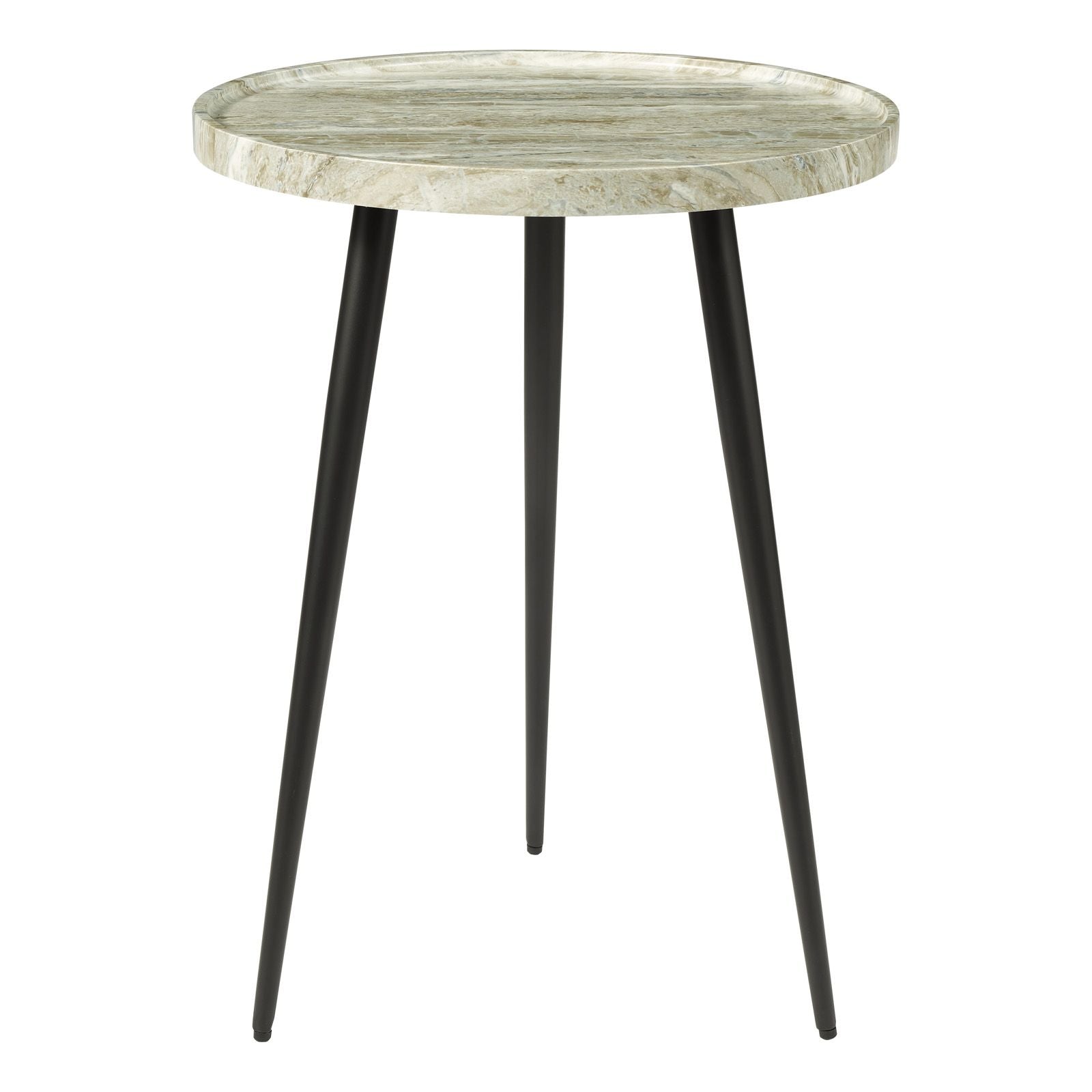 Nusa Side Table- Grey Marble Effect/ Brown Stone and Matt Black Finish