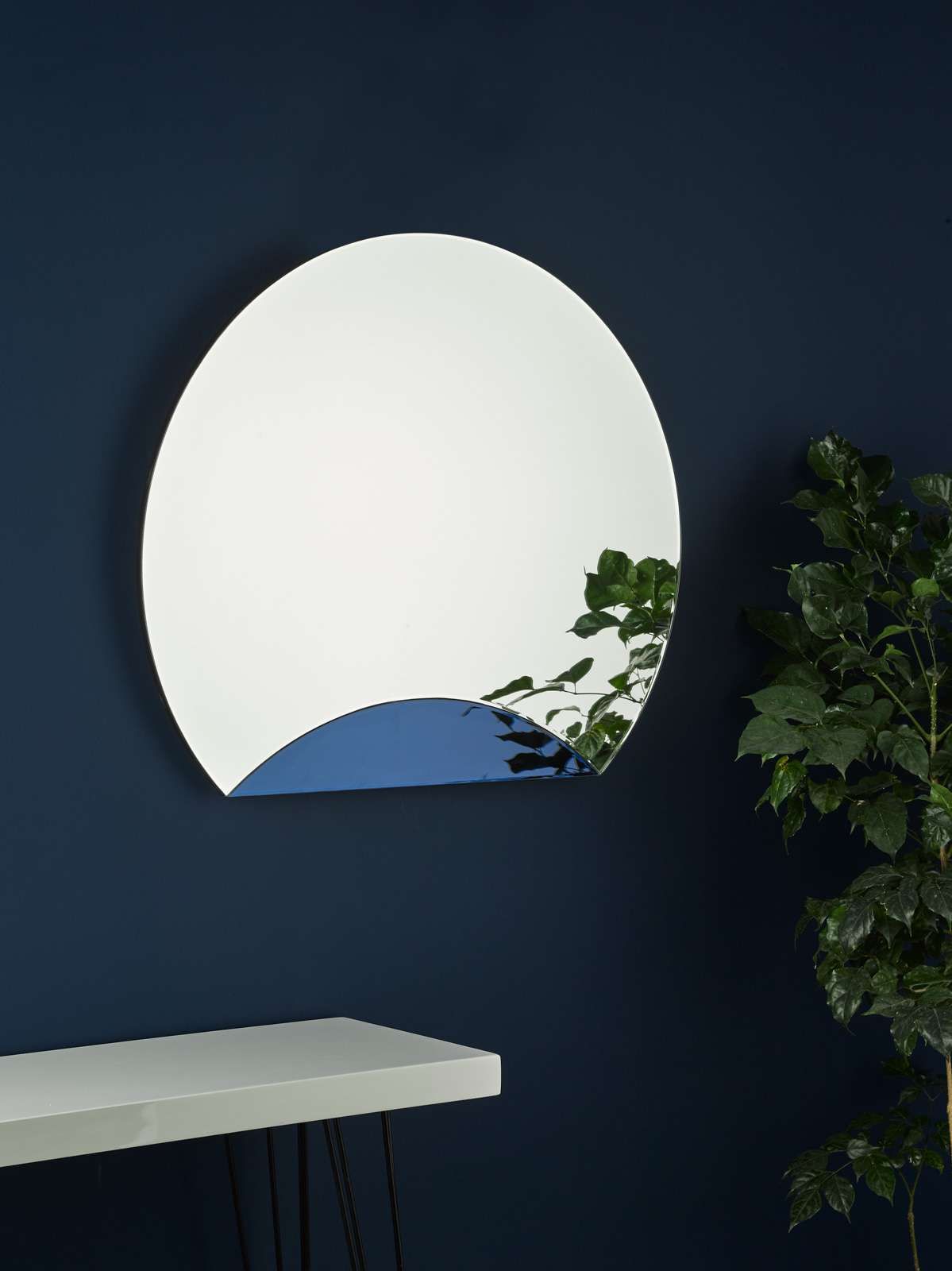 Rise Mirror With Blue Panel Detail 60 x 70cm