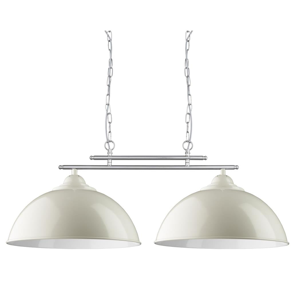 Fusion 2Lt Bar Ceiling Pendant Cream Metal Shades