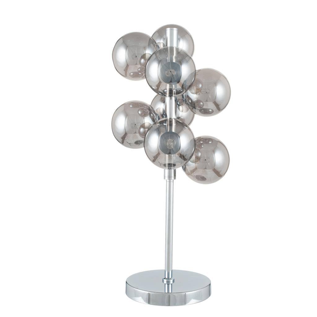 Vecchio Table Lamp-  Smoke/ Lustre Glass Orb and Chrome/ Gold Metal
