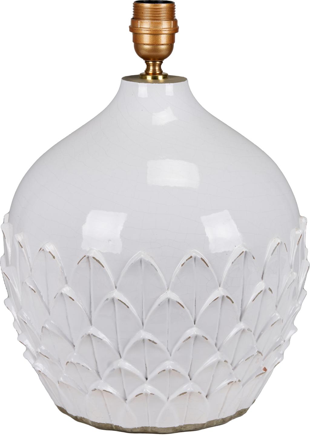 Willow White Leaf Detail Stoneware Table Lamp  - Base Only