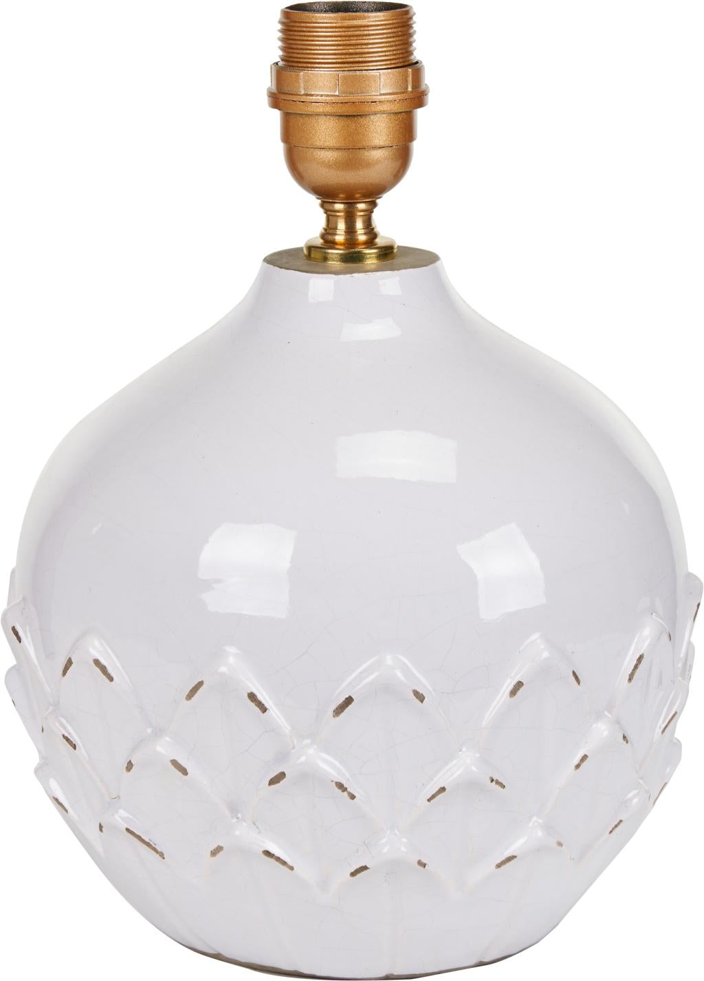 Willow White Leaf Detail Stoneware Table Lamp  - Base Only