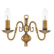 Flemish 2Lt Wall Light - Antique Brass