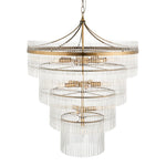 Stefan 16Lt Tiered Crystal Pendant - Antique Brass