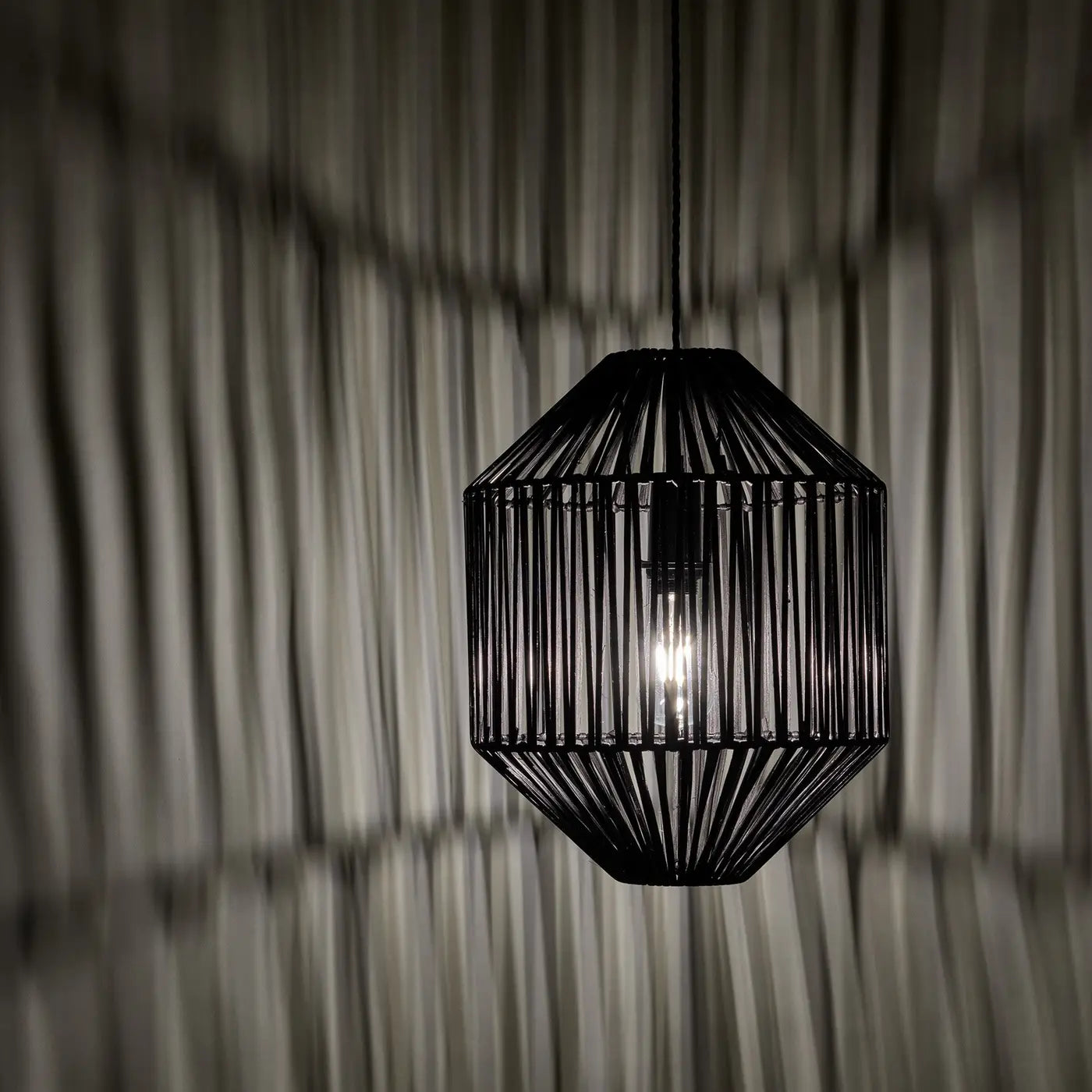 Boho Rattan Ceiling Pendant Light - 12 Inch - Diamond