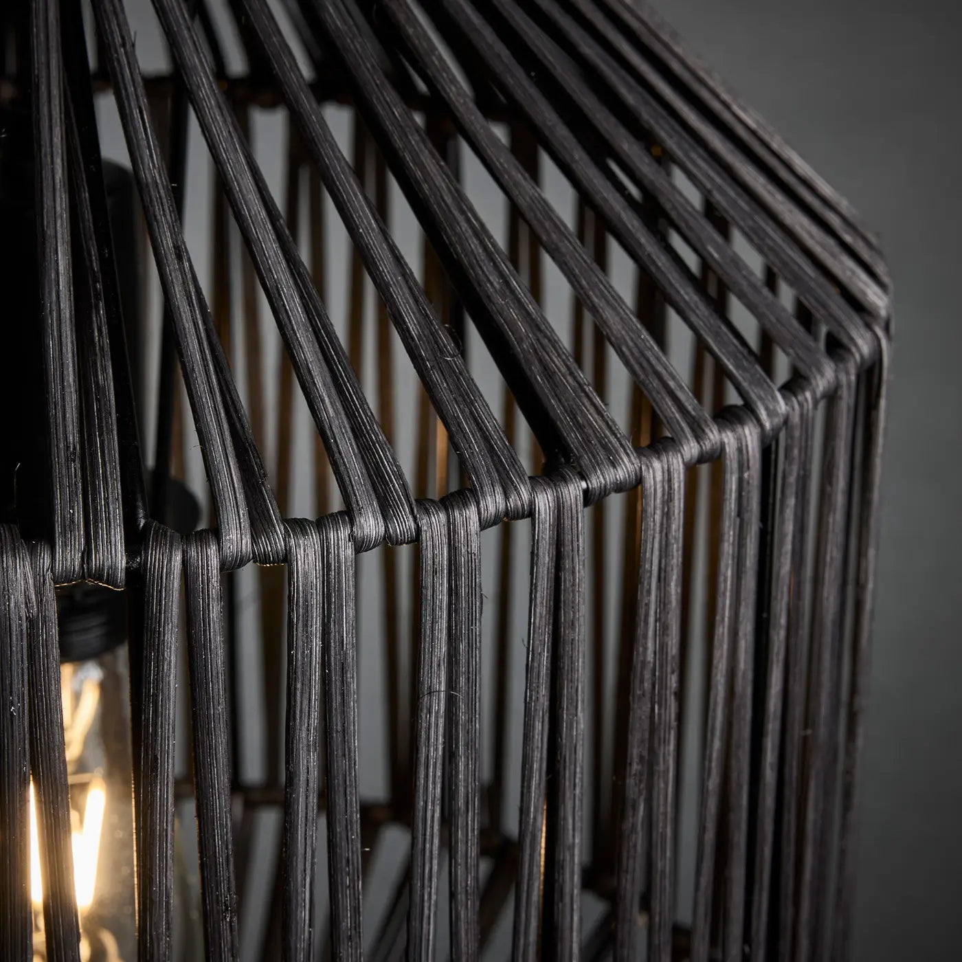 Boho Rattan Ceiling Pendant Light - 12 Inch - Diamond