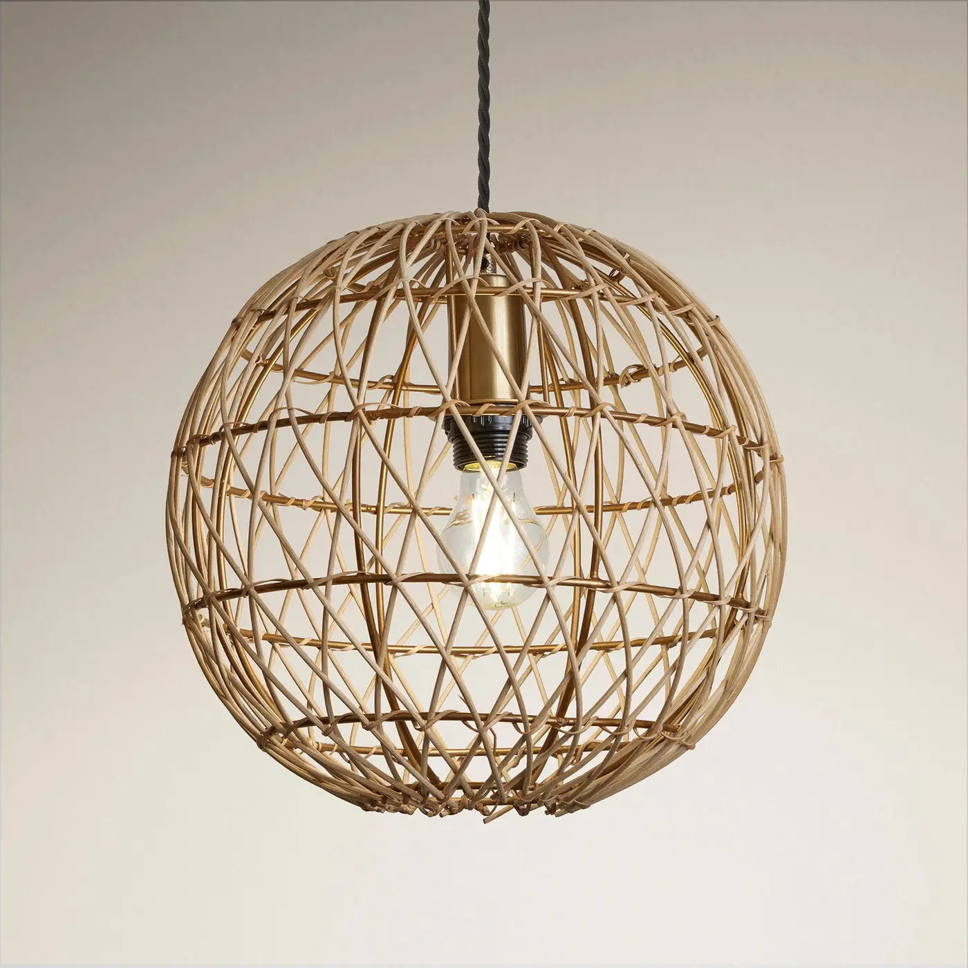 Coastal Rattan Ceiling Pendant Light - Globe