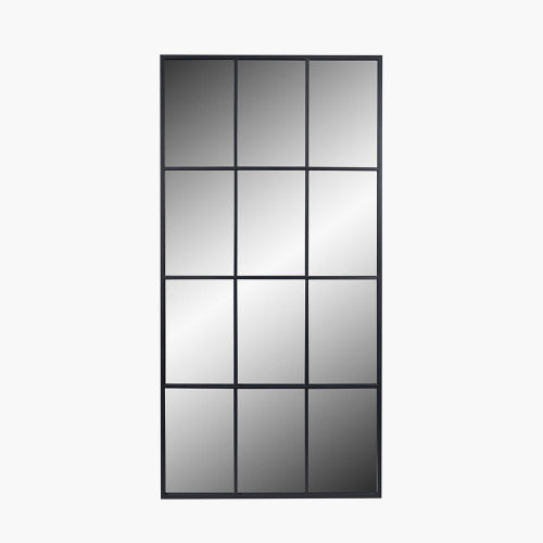 12 Pane Floor Standing Mirror - Dark Grey Metal Finish