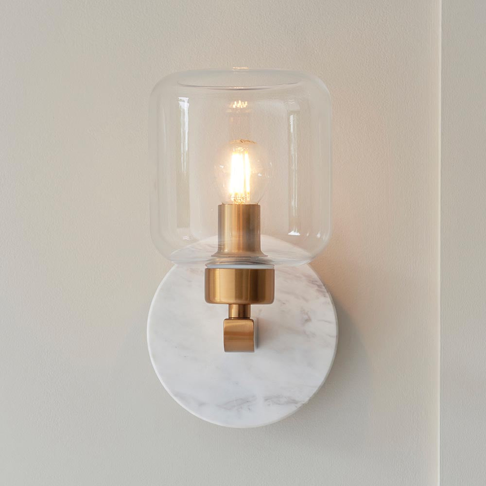 Travi Ribbed/ Clear Wall Light-  Various Base Finishes