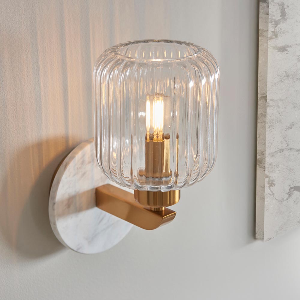 Travi Ribbed/ Clear Wall Light-  Various Base Finishes