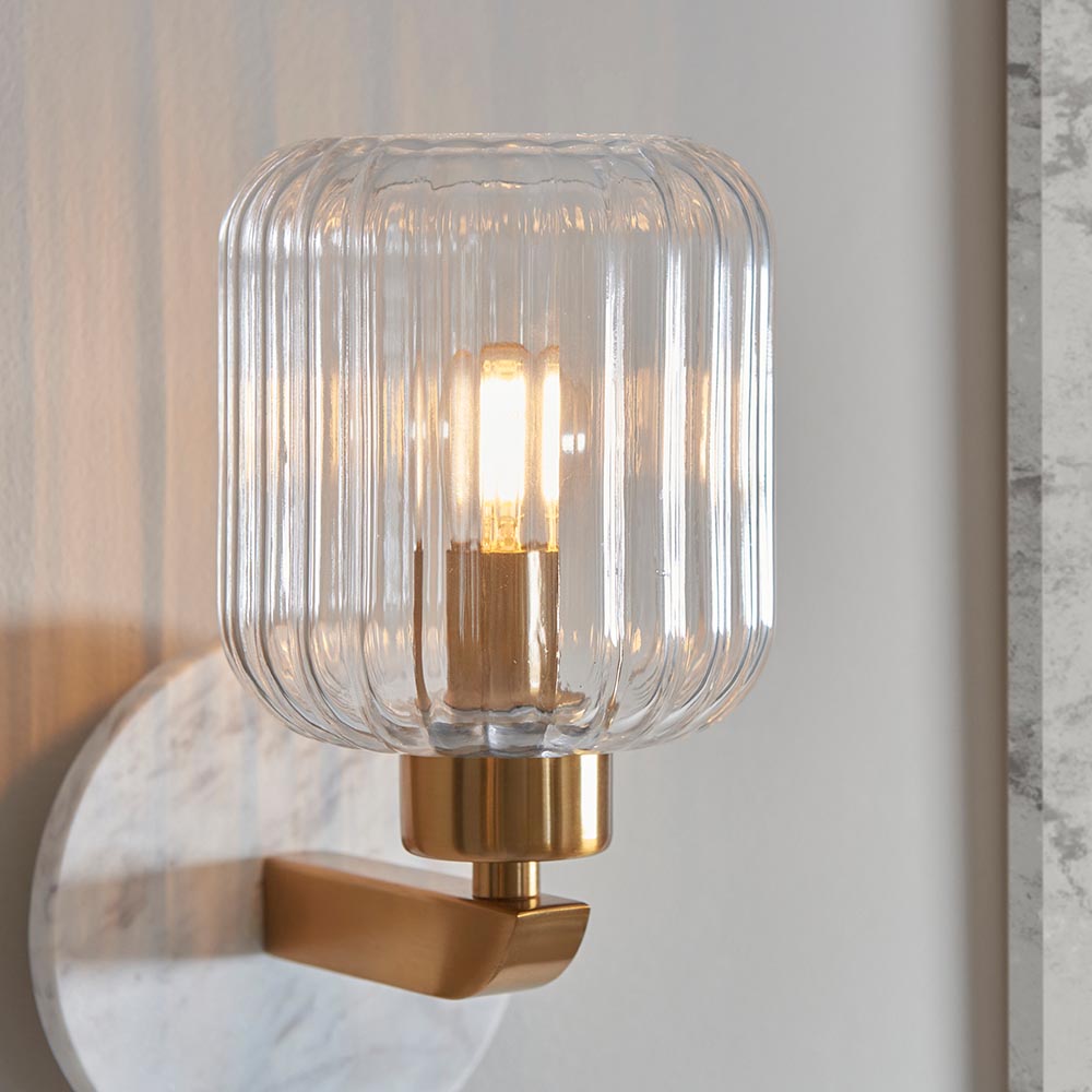 Travi Ribbed/ Clear Wall Light-  Various Base Finishes