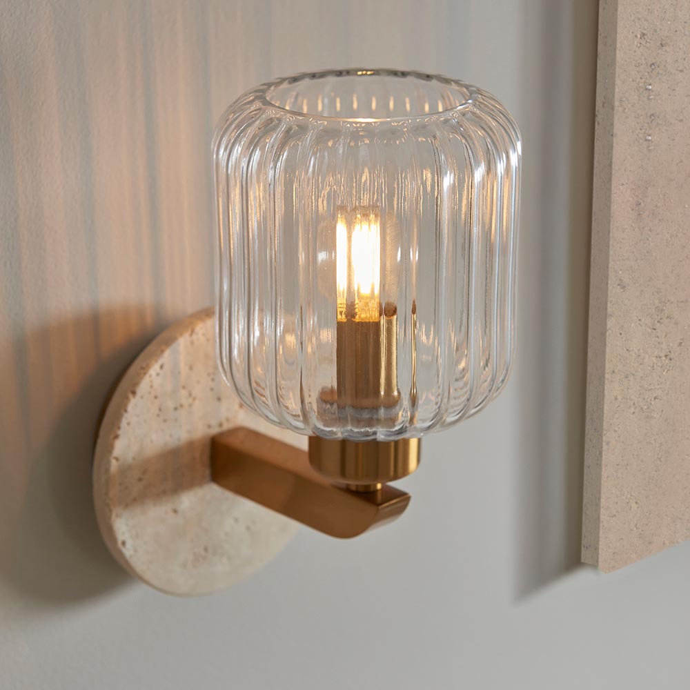 Travi Ribbed/ Clear Wall Light-  Various Base Finishes