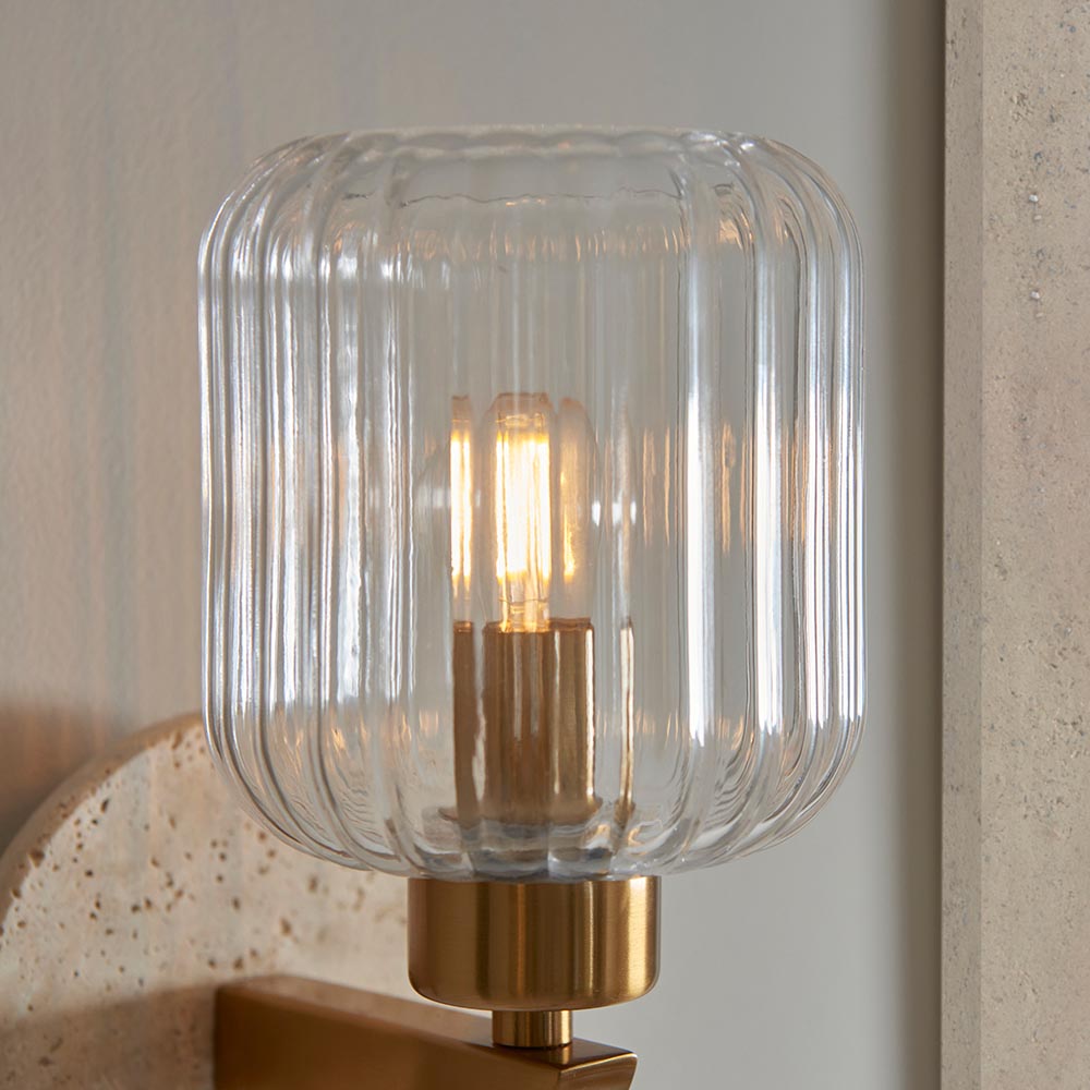 Travi Ribbed/ Clear Wall Light-  Various Base Finishes