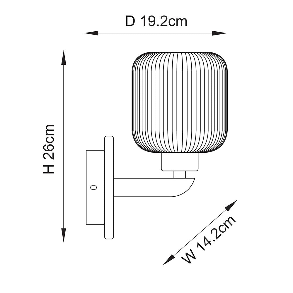 Travi Ribbed/ Clear Wall Light-  Various Base Finishes
