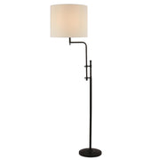Munich Floor Lamp - Matt Black Metal & Natural Linen Shade E27