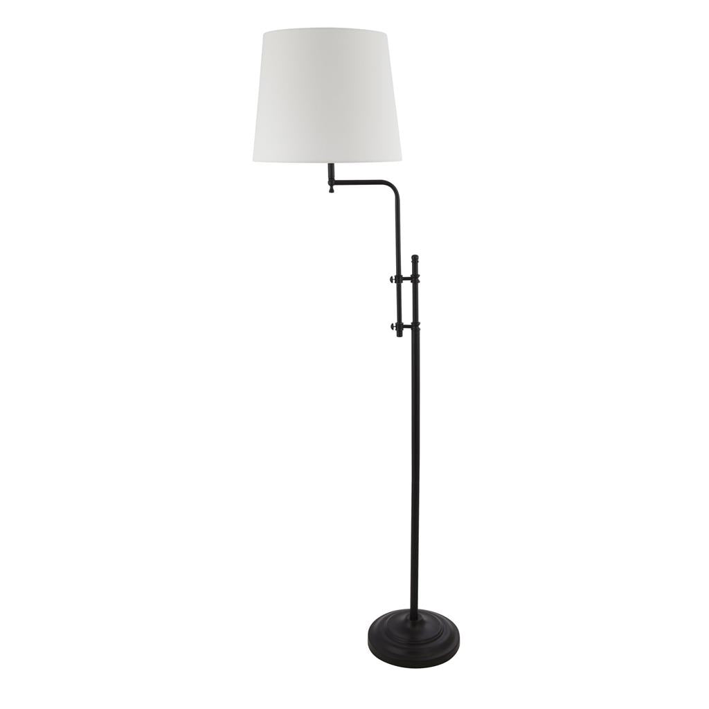 Munich Floor Lamp - Matt Black Metal & Natural Linen Shade E27