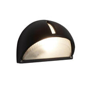 SEARCHLIGHT 130
BLACK DIE CAST ALUMINIUM IP44 HALF MOON OUTDOOR LIGHT WITH RIDGED FROSTED GLASS