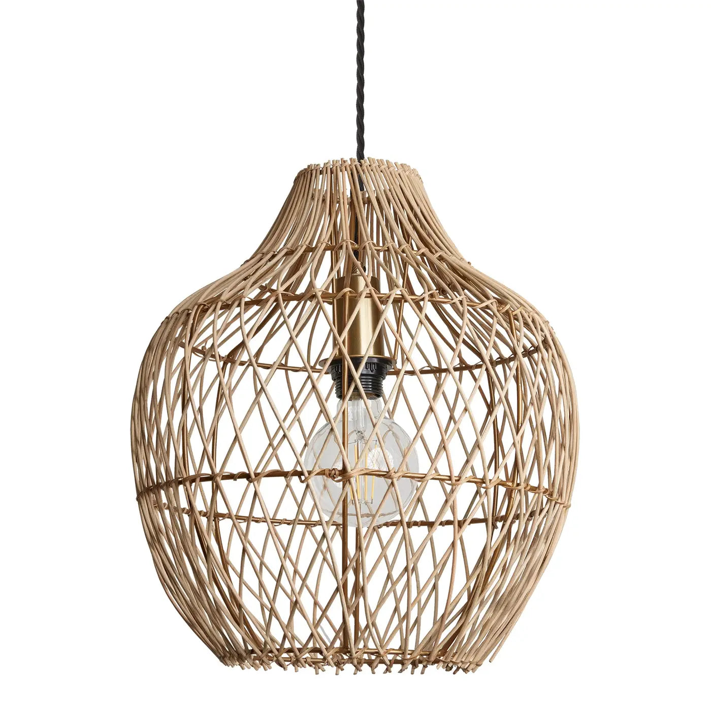 Coastal Rattan Ceiling Pendant Light - 14 inch - Pear