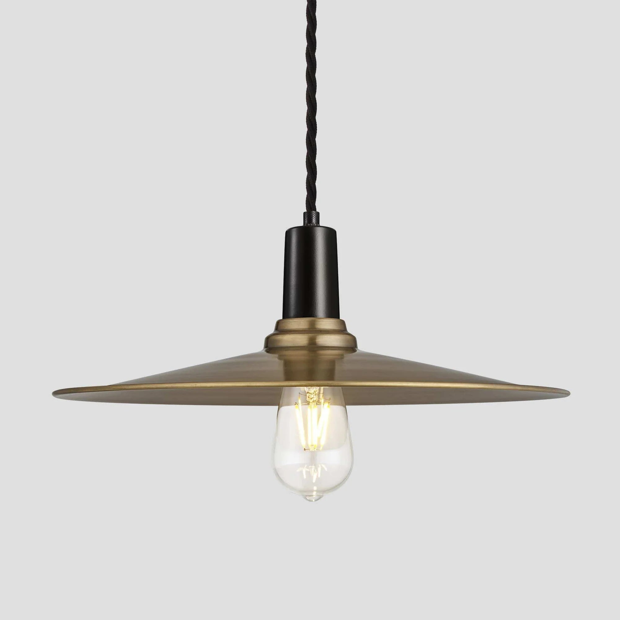 Sleek Flat Pendant - 15 Inch - Brass/Pewter