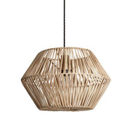 Boho Rattan Ceiling Pendant Light - 15 Inch - Hex