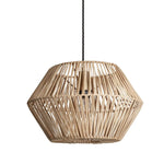 Boho Rattan Ceiling Pendant Light - 15 Inch - Hex