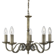 Richmond 5/8Lt Multi-Arm Pendant - Antique Brass/Satin Silver Metal