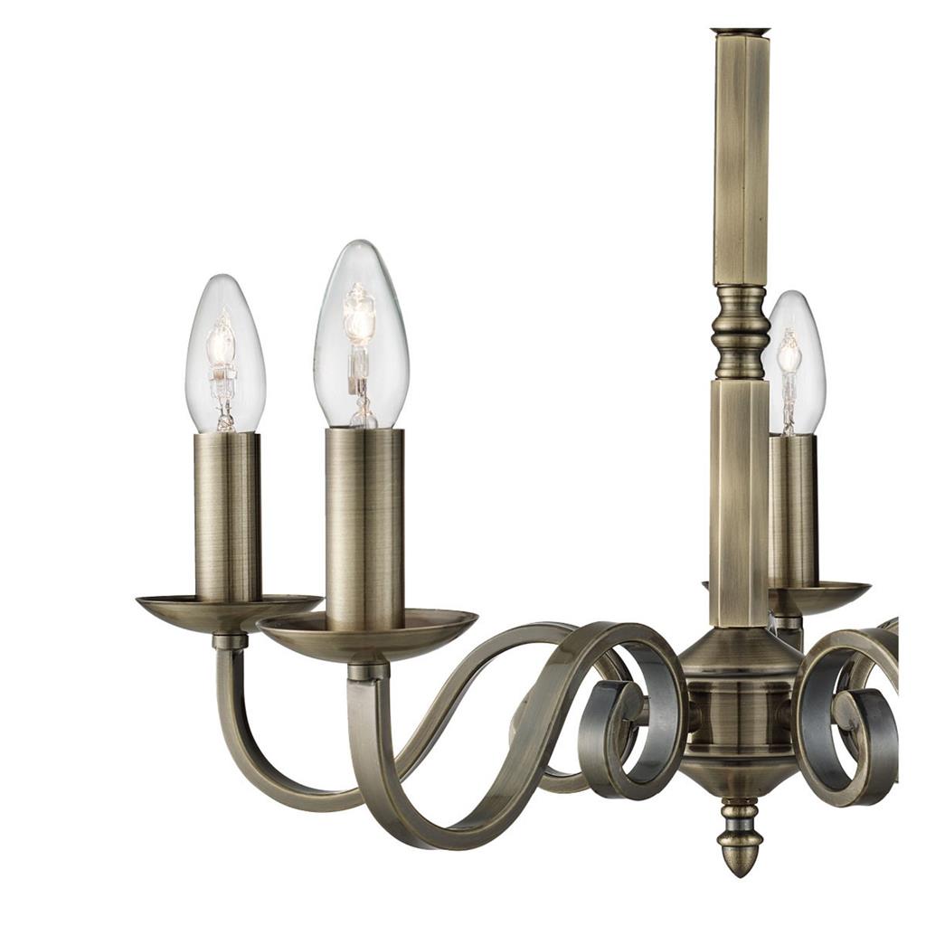 Richmond 5/8Lt Multi-Arm Pendant - Antique Brass/Satin Silver Metal