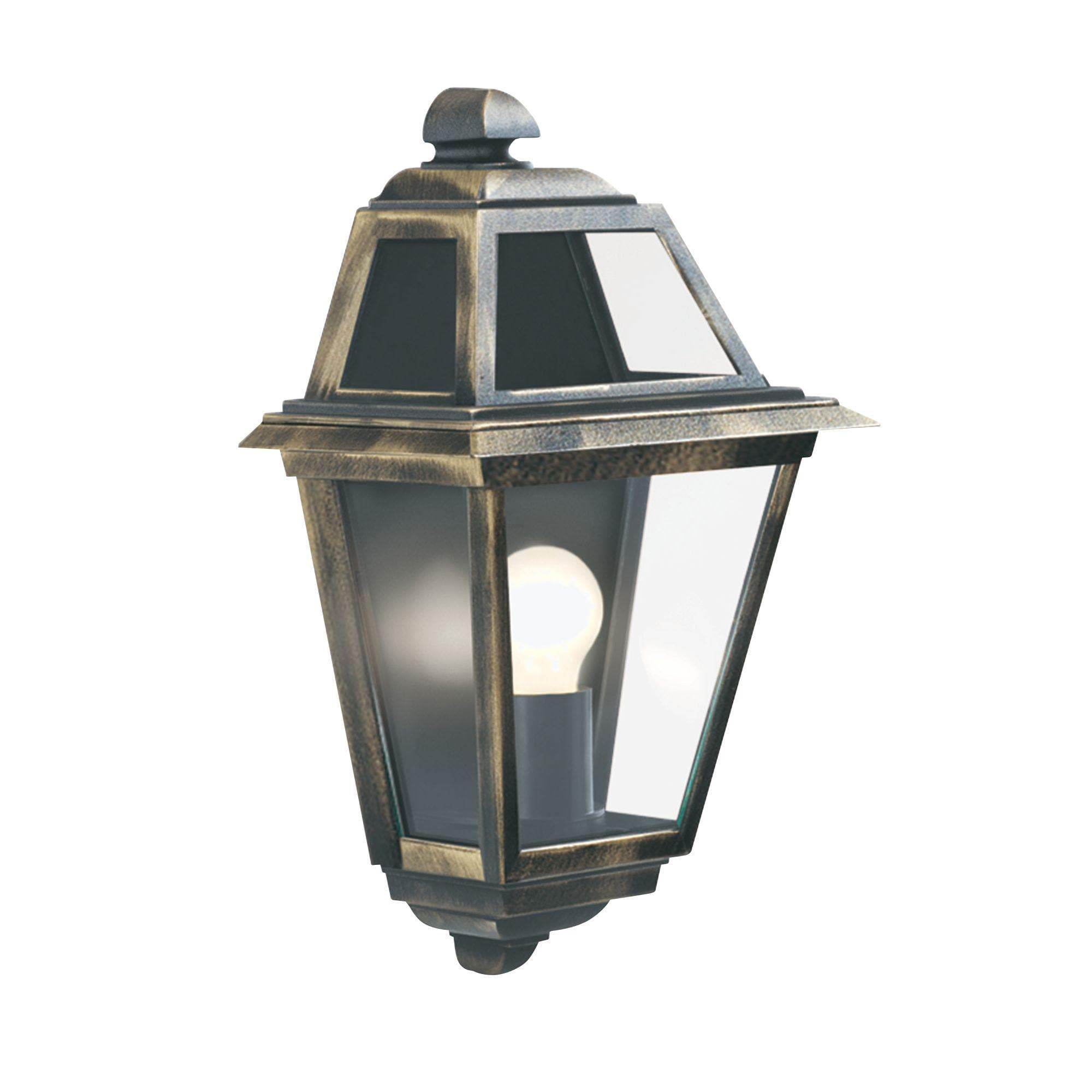 1523NEW ORLEANS ALUMINIUM IP44 BLACK GOLD OUTDOOR WALL LIGHT, CLEAR GLASS - Cusack Lighting