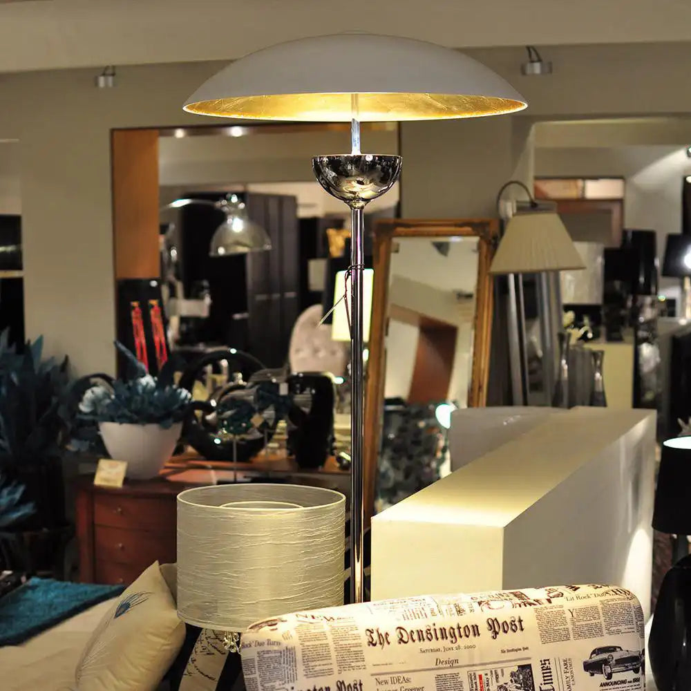 Sydney Floor Lamp Chrome with Matt White & Gold Base