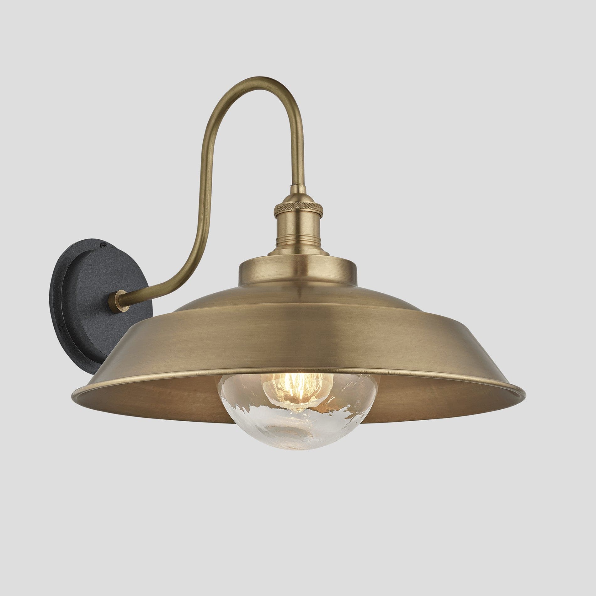 Swan Neck Outdoor & Bathroom Step Wall Light - 16"/18" - Brass