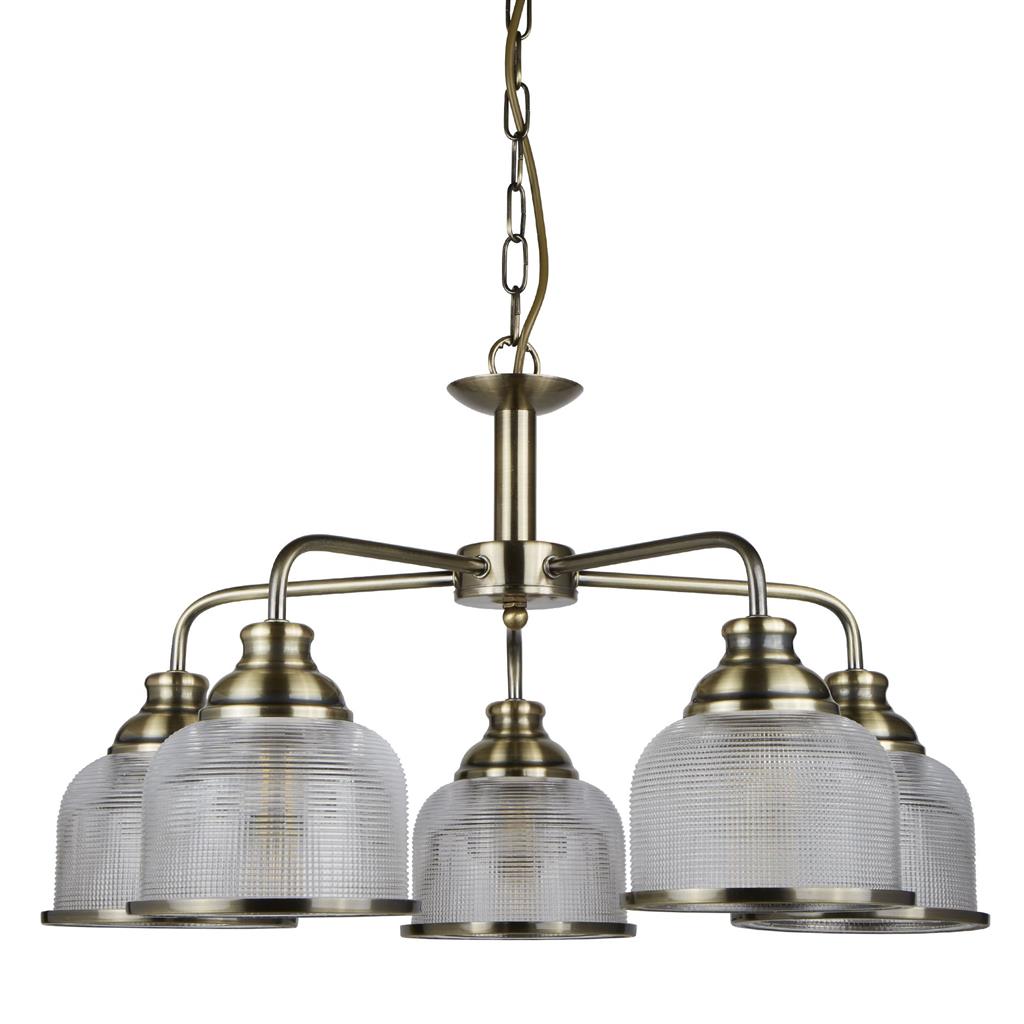 Bistro 3/5Lt Multi-Arm Pendant- Satin Silver/Antique Brass Finish
