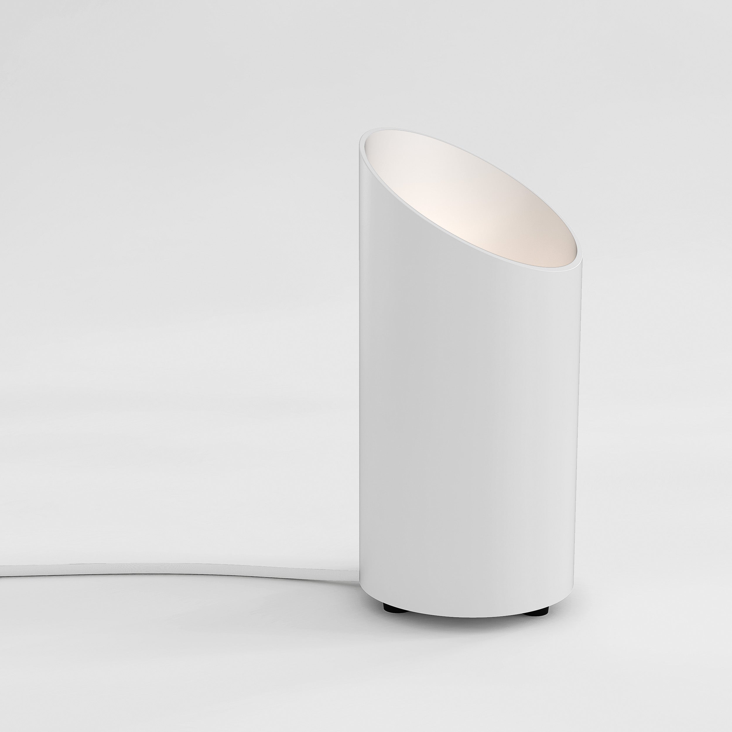 Cut Floor Lamp- Matt Nickel/ White