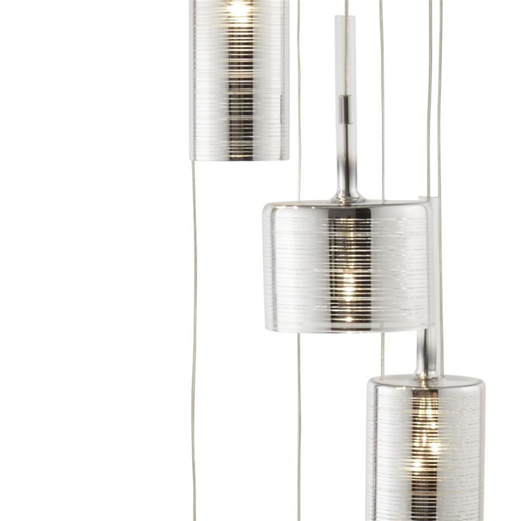 Linen 9Lt Multi-Drop Pendant - Chrome Metal & Smoked Glass G4