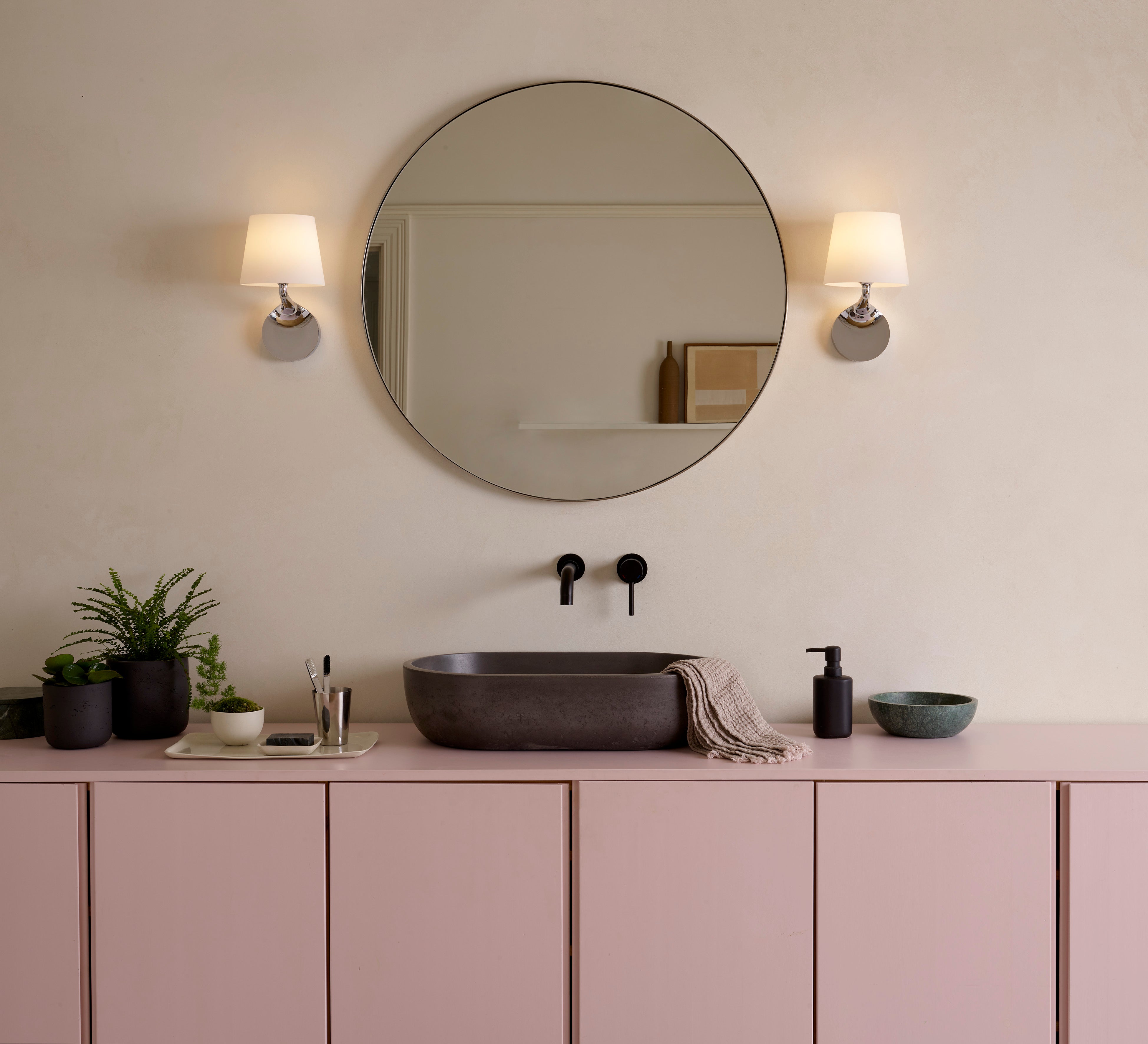 Millie Bathroom Wall Light- Polished Chrome/ Matt Black