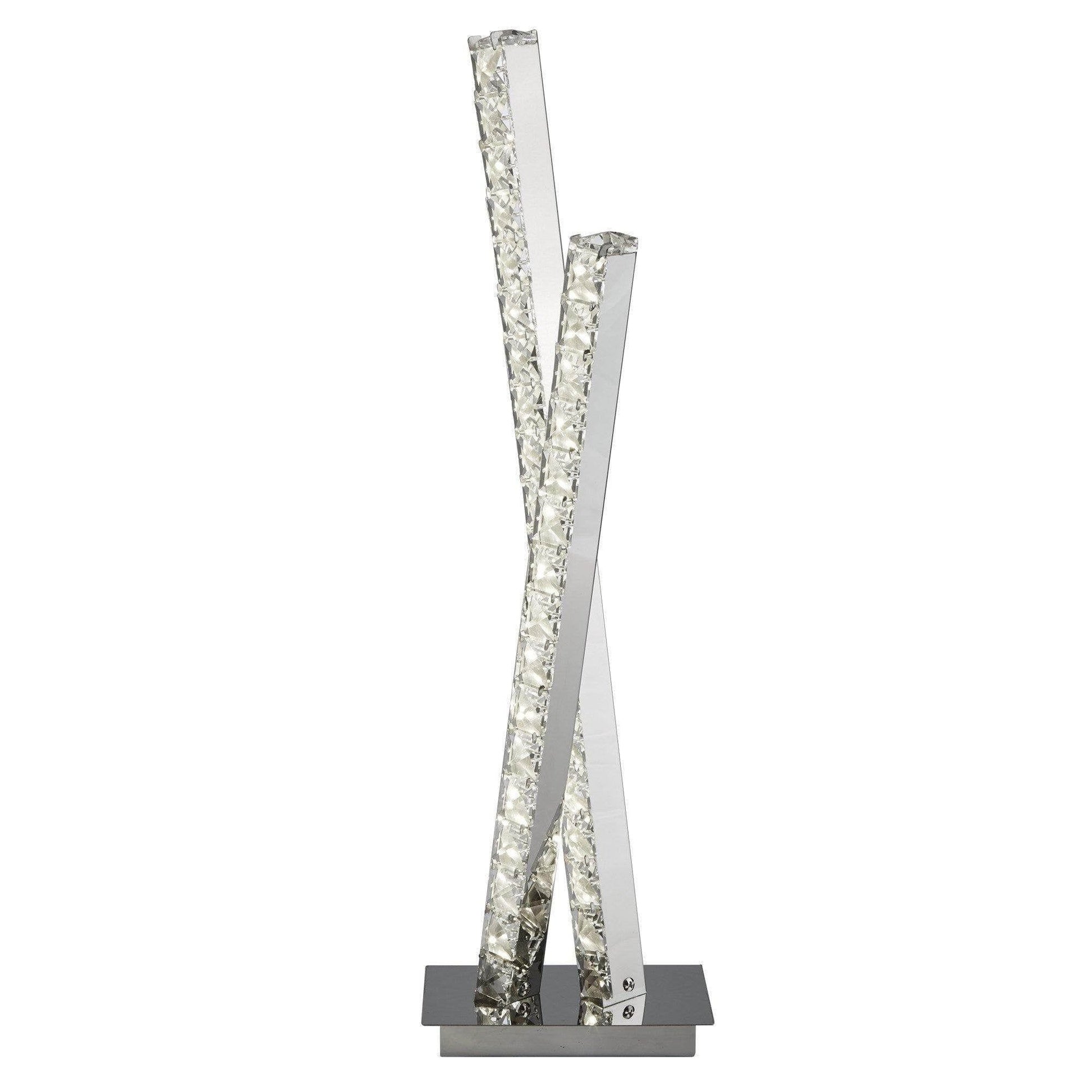 2 LIGHT LED COLUMN TABLE LAMP, CLEAR CRYSTAL TRIM, CHROME - Cusack Lighting