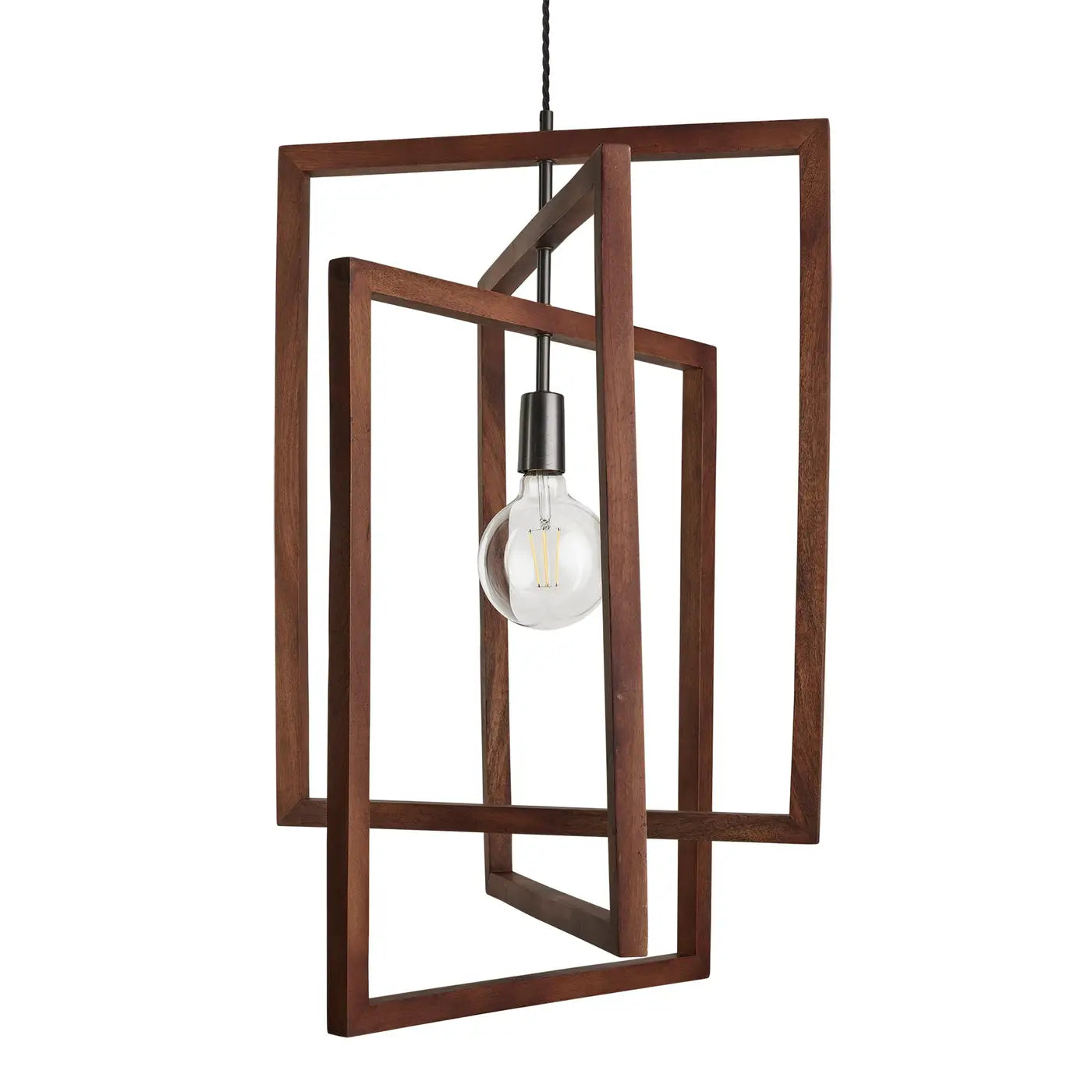 Wooden Geometric Ceiling Pendant Light - Oval/ Rectangle