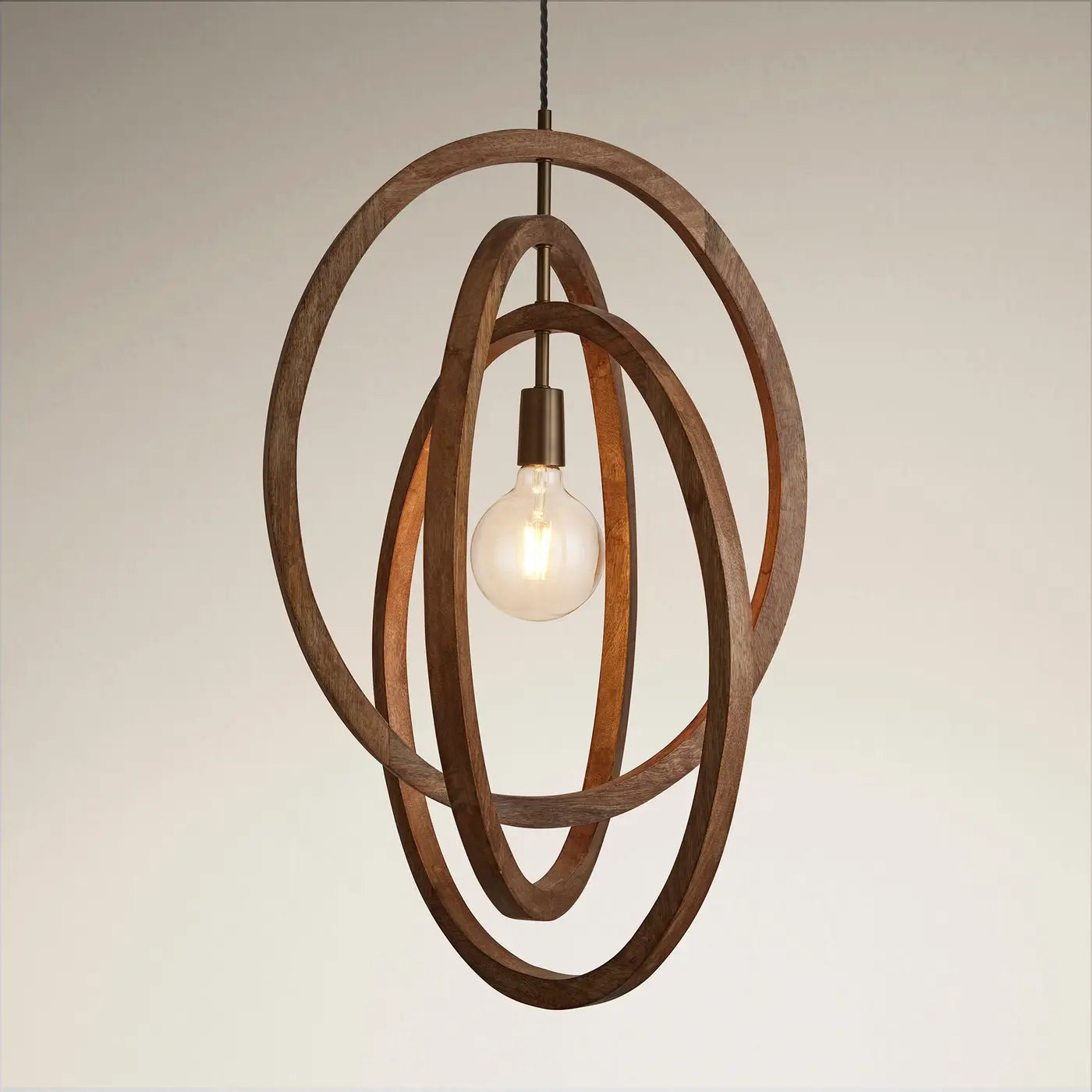 Wooden Geometric Ceiling Pendant Light - Oval/ Rectangle