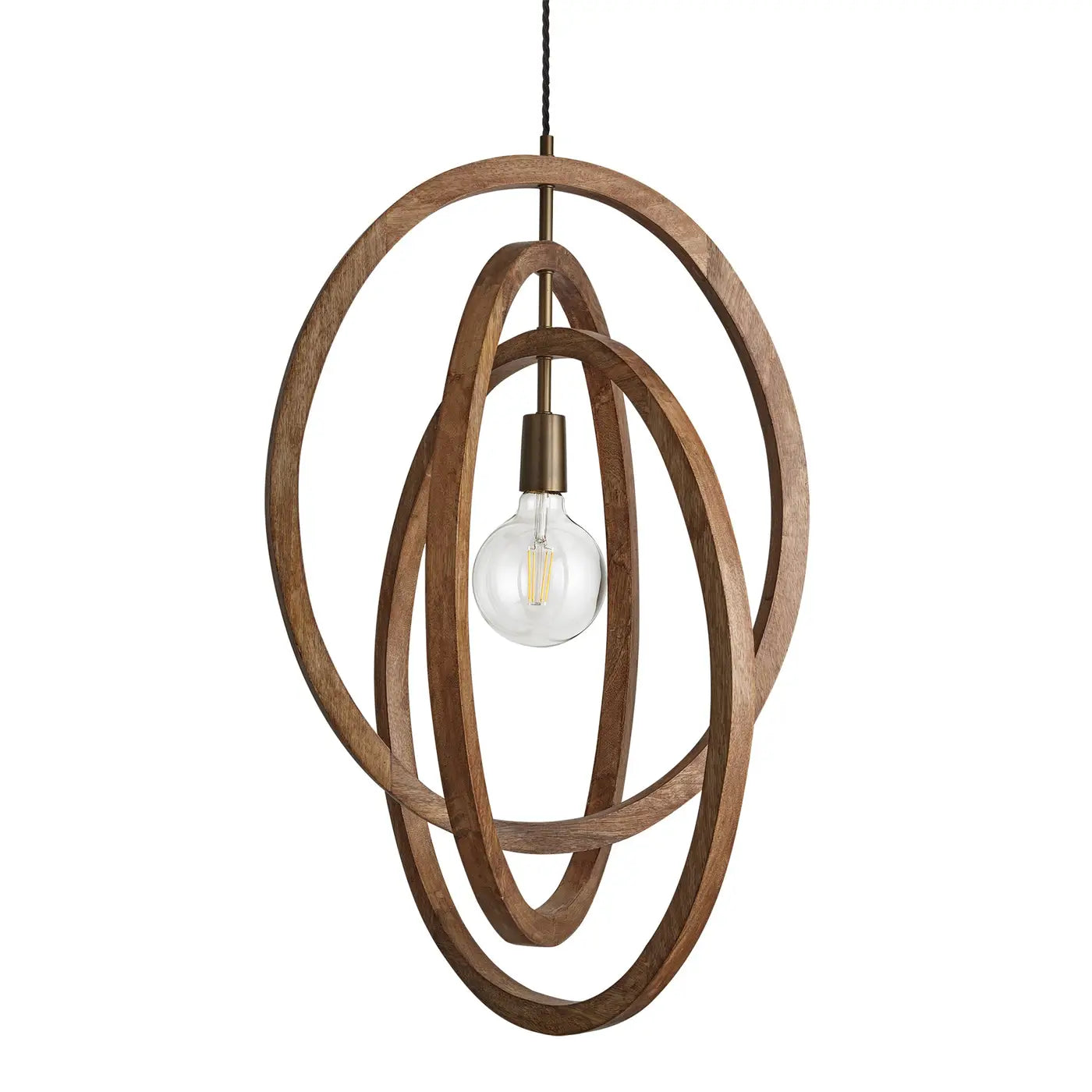 Wooden Geometric Ceiling Pendant Light - Oval/ Rectangle