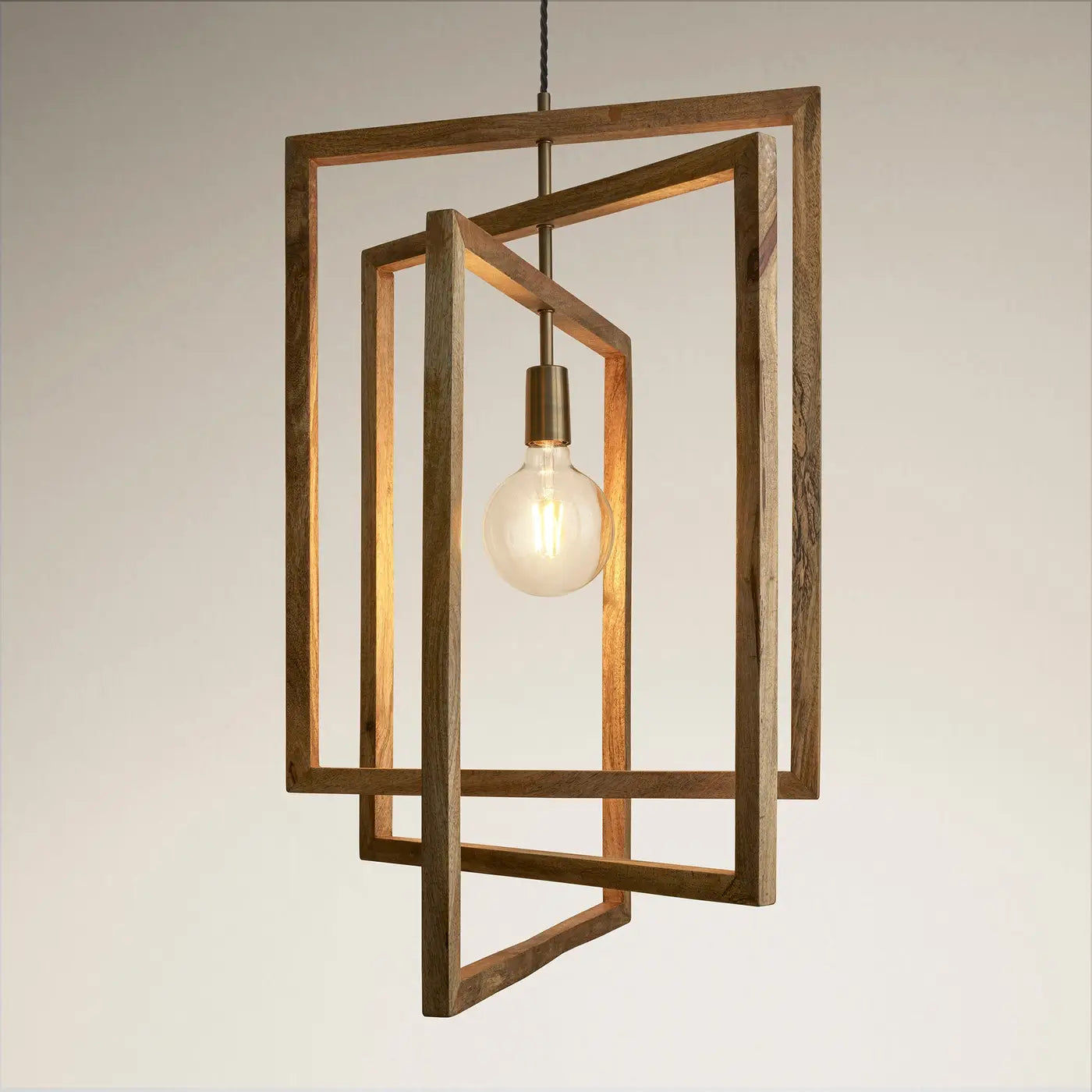 Wooden Geometric Ceiling Pendant Light - Oval/ Rectangle