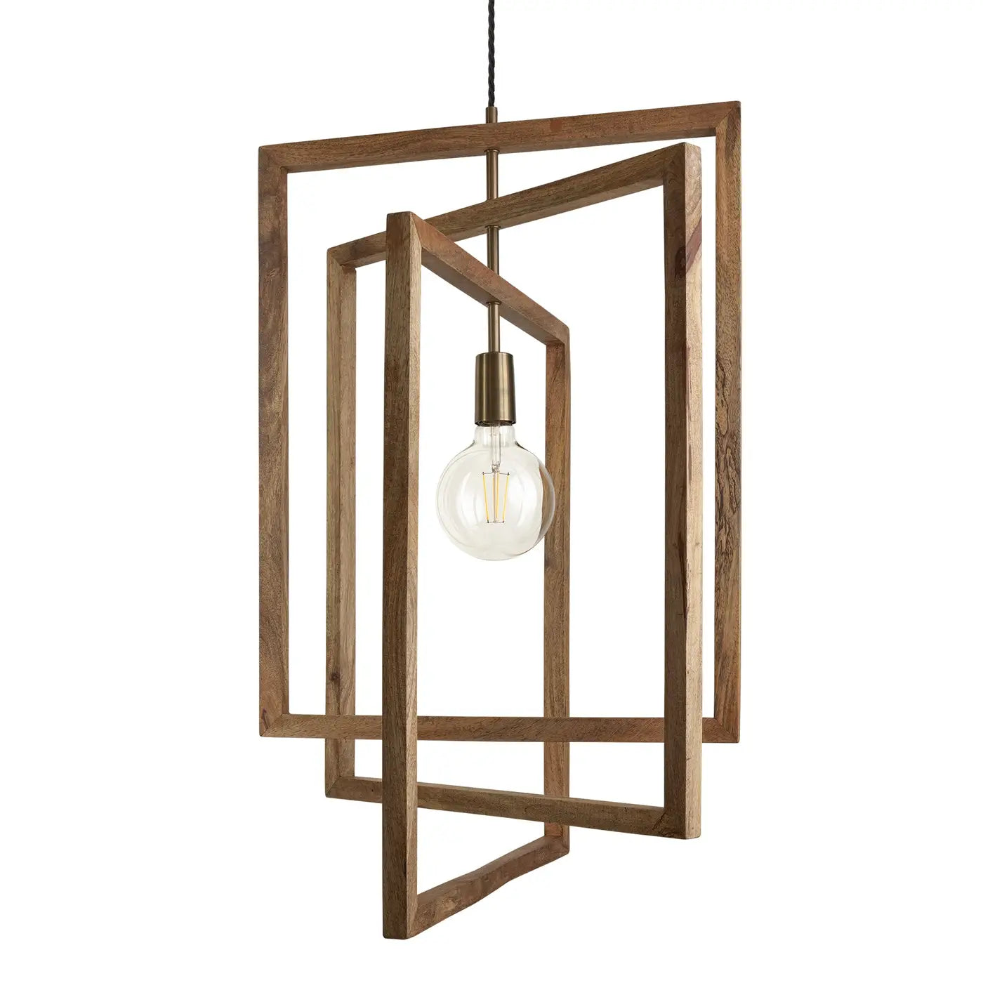 Wooden Geometric Ceiling Pendant Light - Oval/ Rectangle