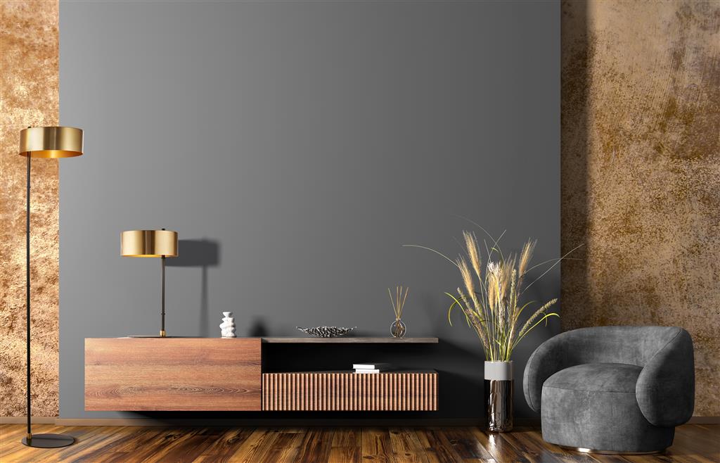 Knox Floor Lamp - Black & Gold Metal E27