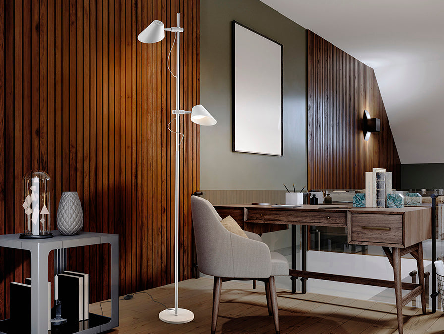 Esino 2Lt Floor Lamp- Black/ White Finish