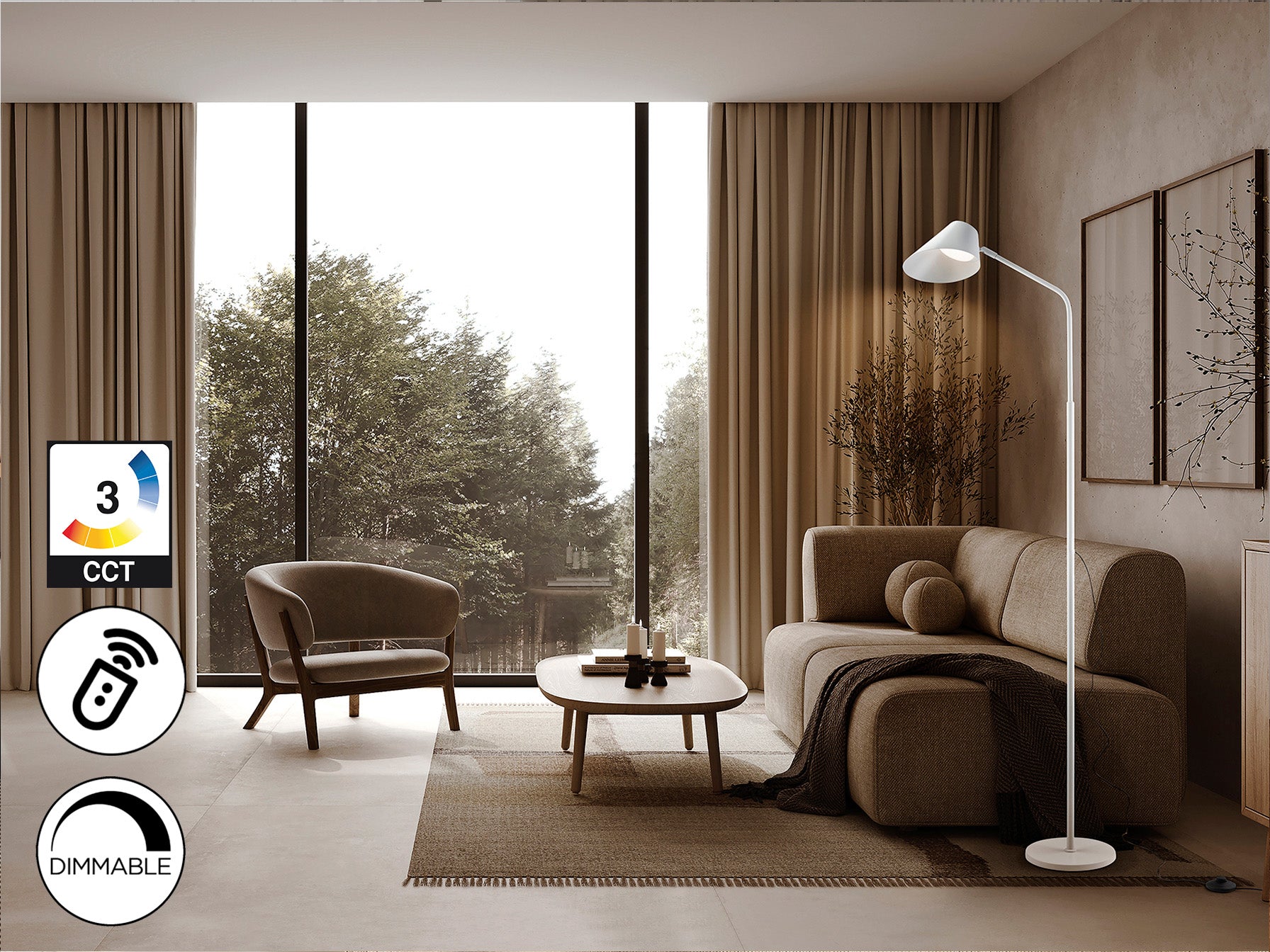 Esino 1Lt Floor Lamp- White Finish