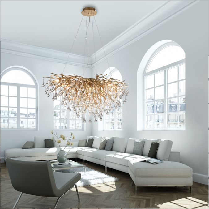 Ariana 10Lt Gold Droplet Chandelier