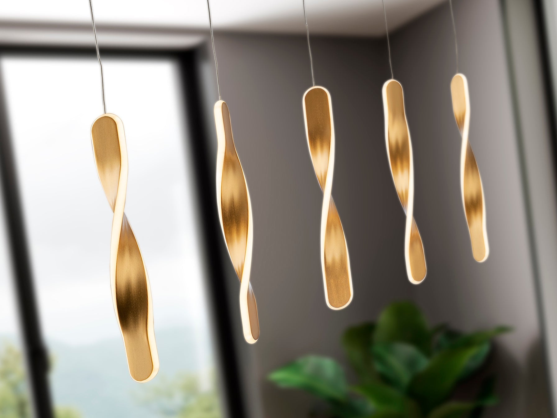 Twist LED Linear Pendant - Brushed Gold