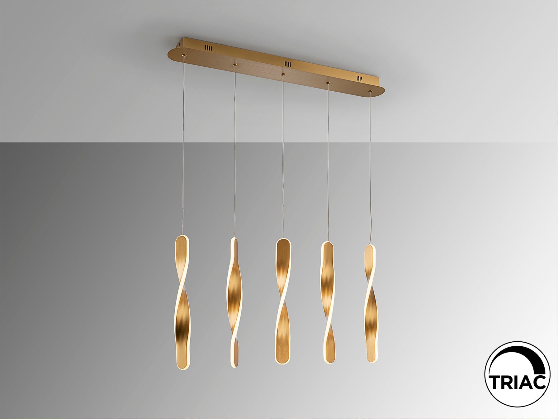 Twist LED Linear Pendant - Brushed Gold
