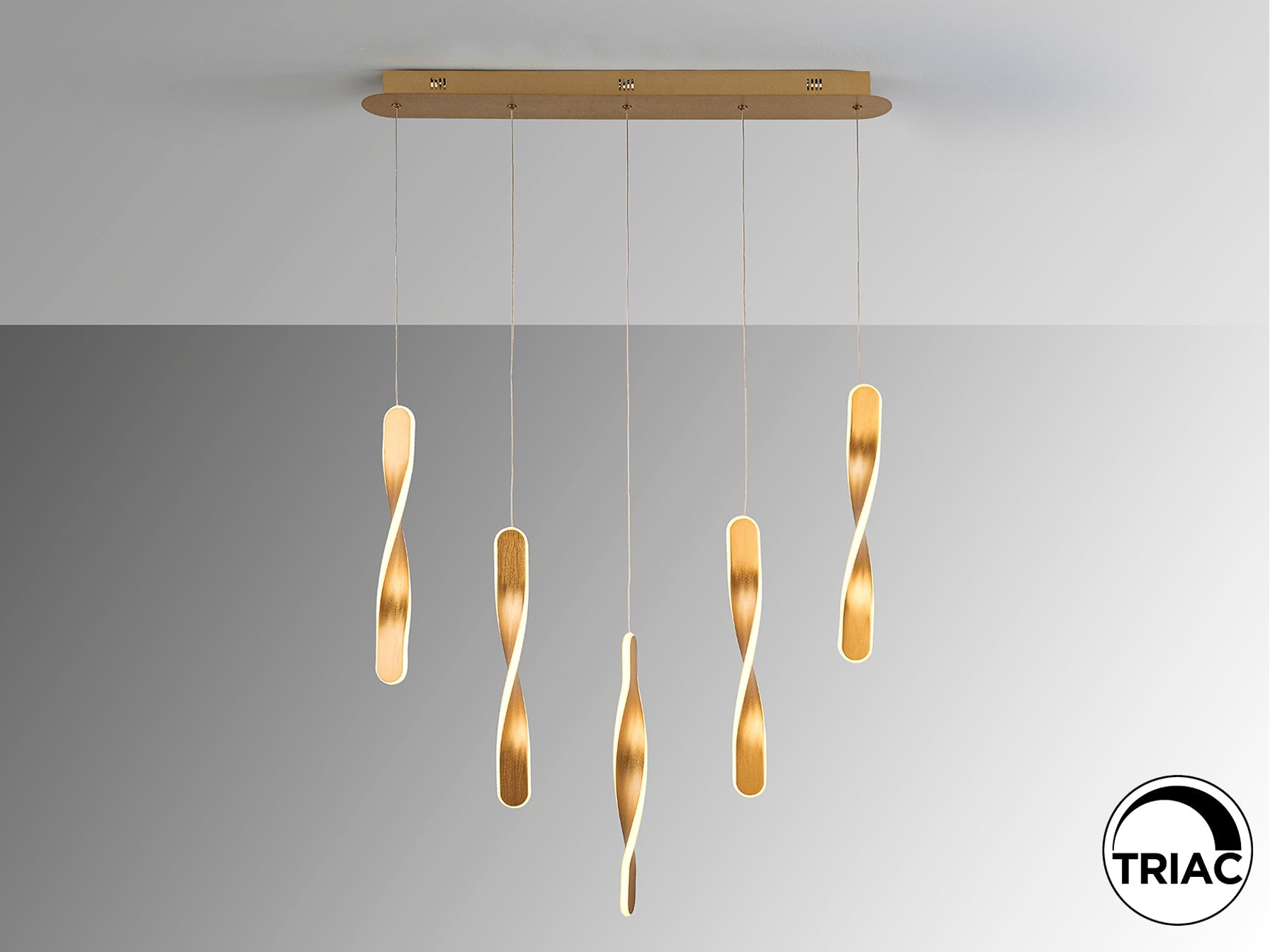 Twist LED Linear Pendant - Brushed Gold