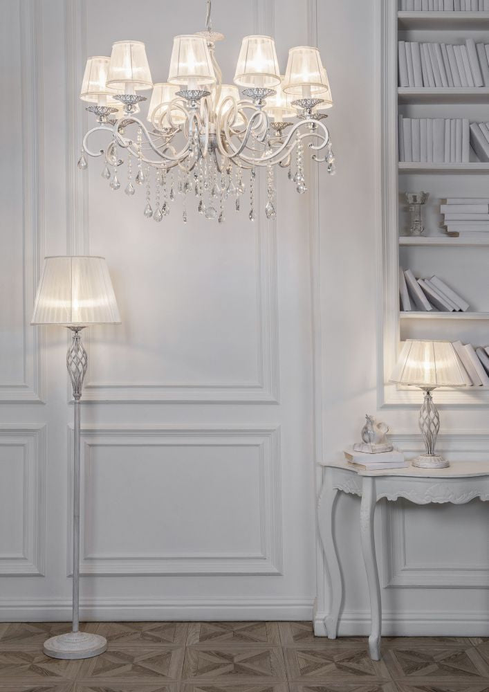 Grace 10Lt Chandelier - White with Gold
